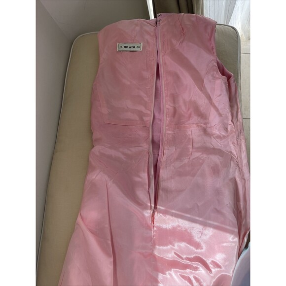 VTG 60’s Craig Pink Dress Sleeveless Draped Collar S - Picture 4 of 10